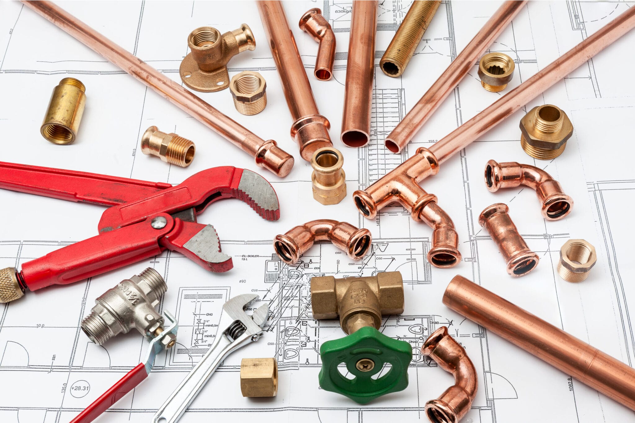 Copper pipe fittings and plumbing parts for Cartersville, Georgia repairs